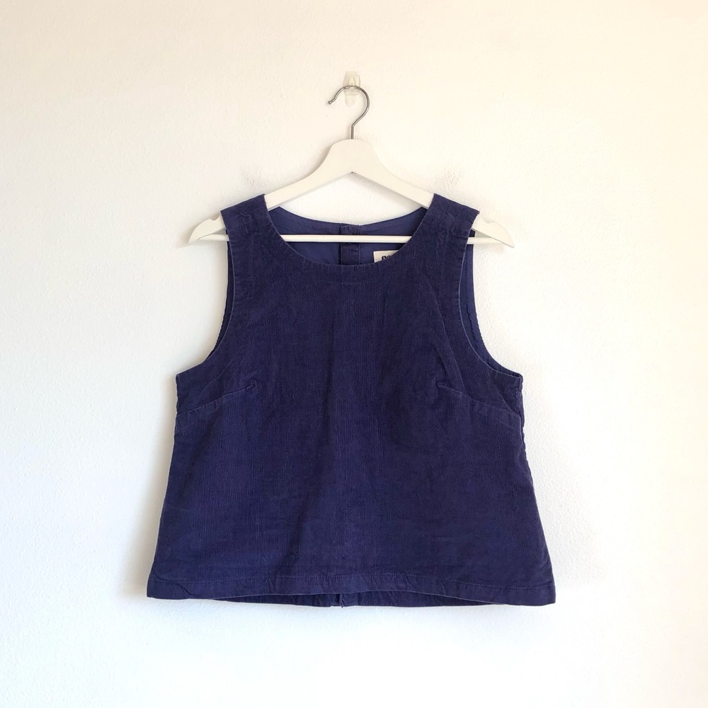 Pact Modern Corduroy Button Back Tank Top | Ink Blue, Size Medium
